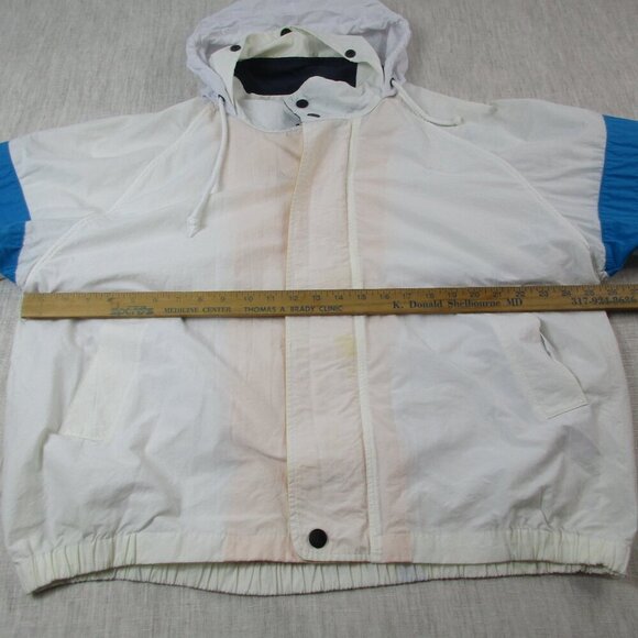 Vintage Nautica Jacket Mens XL White Windbreaker Long Sleeve Hooded Full Zipper - Picture 14 of 14